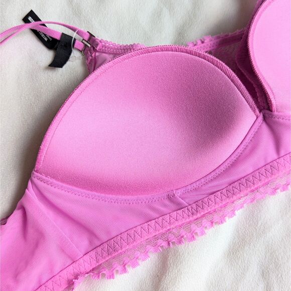 Aerie Real Power Wireless Plunge Bandeau Push Up Lace Bra 32B NEW Wire Free - Picture 3 of 14